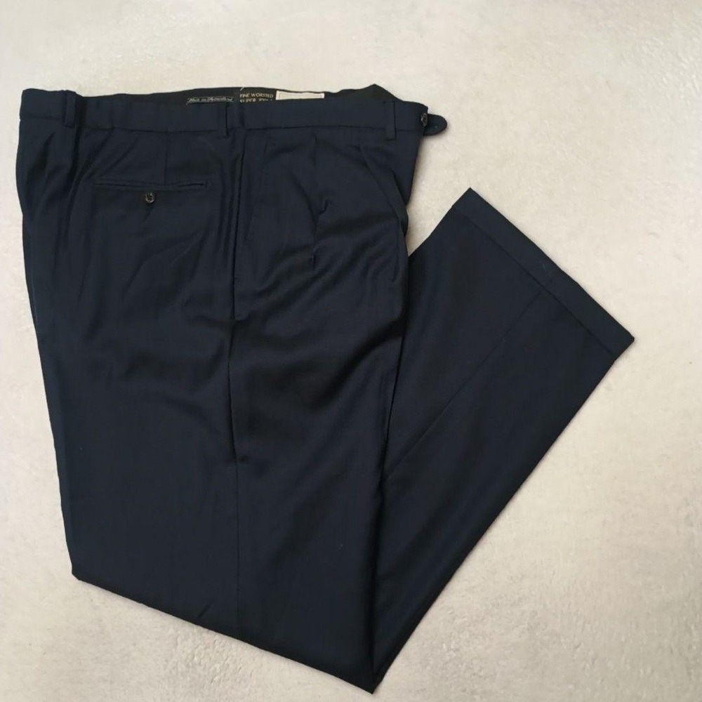 Ermenegildo Zegna Pants Mens 38x32 Blue Dress Wool Pleated Super 100s Suit High